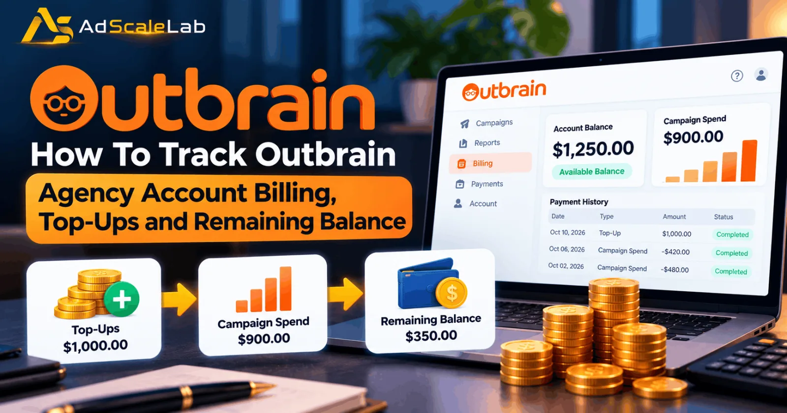 How To Track Outbrain Agency Account Billing, Top-Ups and Remaining Balance