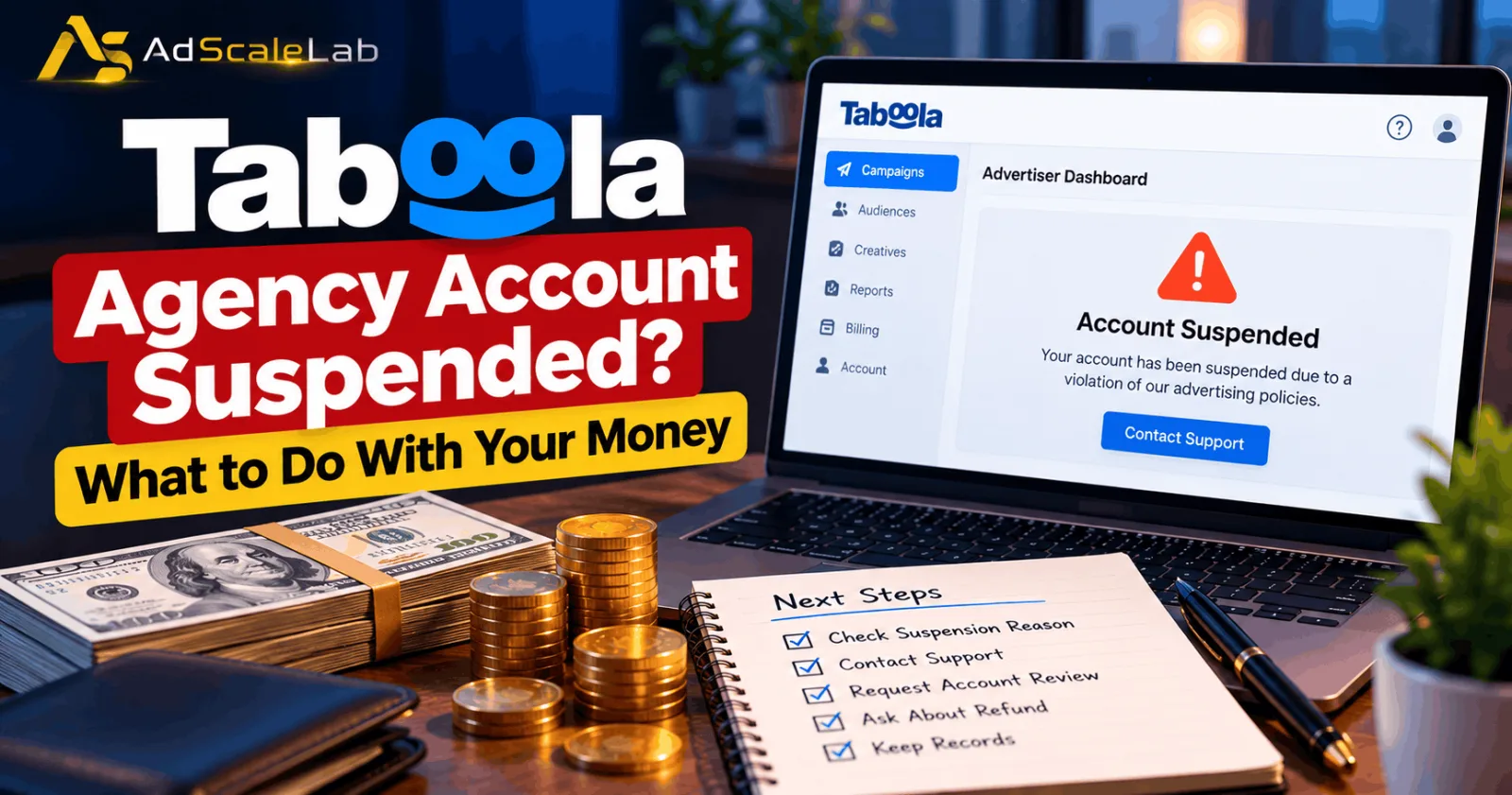 Taboola Agency Account Suspended? What To Do With Your Money